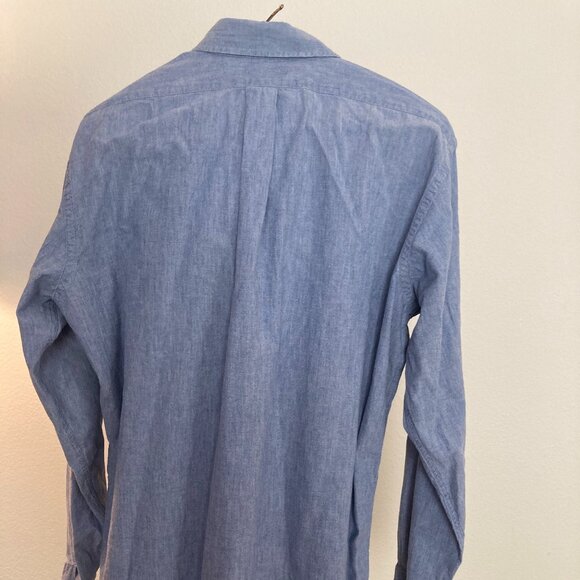 Men's J. Peterman Men's Blue/White Check Shirt with French Cuffs - Picture 2 of 7